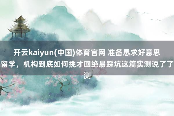 开云kaiyun(中国)体育官网 准备恳求好意思国留学，机构到底如何挑才回绝易踩坑这篇实测说了了测