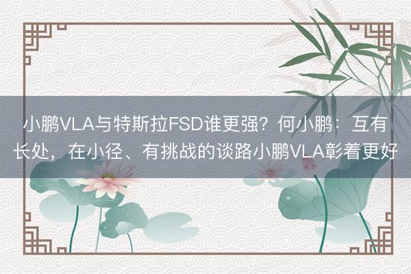 小鹏VLA与特斯拉FSD谁更强？何小鹏：互有长处，在小径、有挑战的谈路小鹏VLA彰着更好