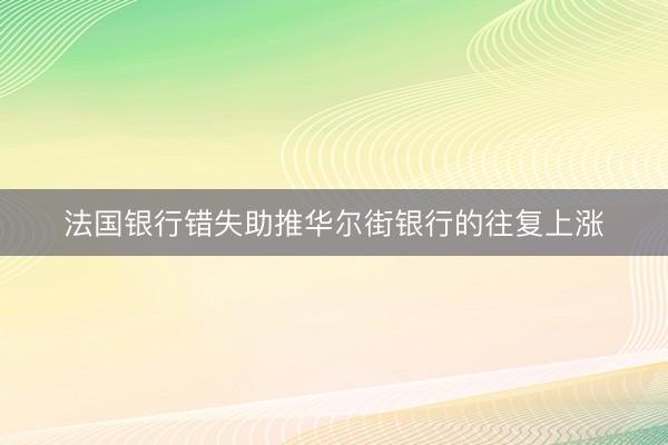 法国银行错失助推华尔街银行的往复上涨